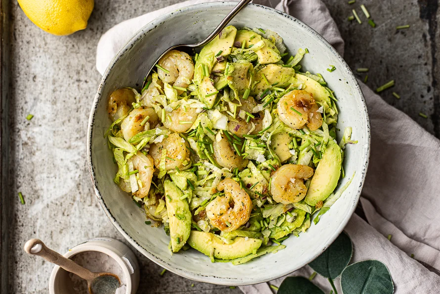 Avocadosalade met citroengarnalen 3 Avocadosalade met citroengarnalen