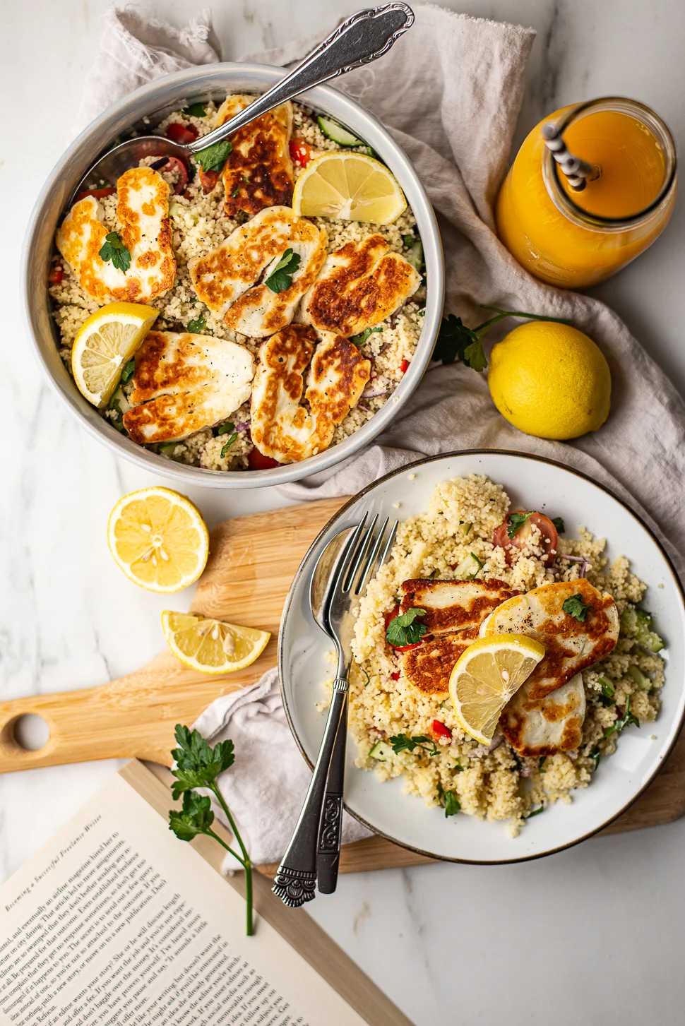 Couscoussalade met gegrilde halloumi 1 Couscoussalade met gegrilde halloumi