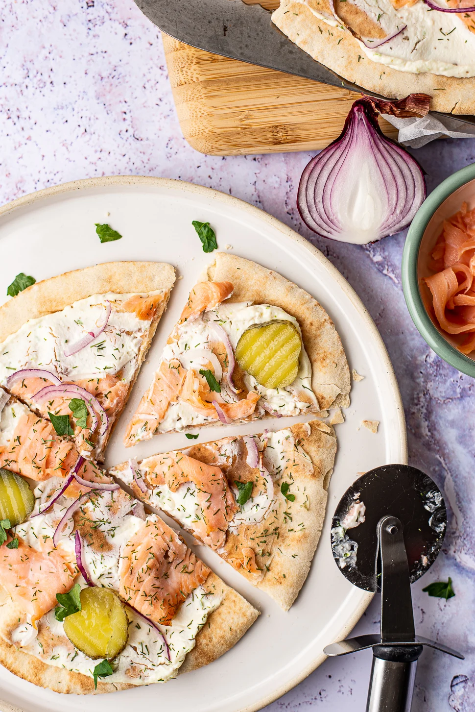Fastfood Friday: Flatbreadpizza met gerookte zalm 1 Flatbreadpizza met limoenricotta en gerookte zalm