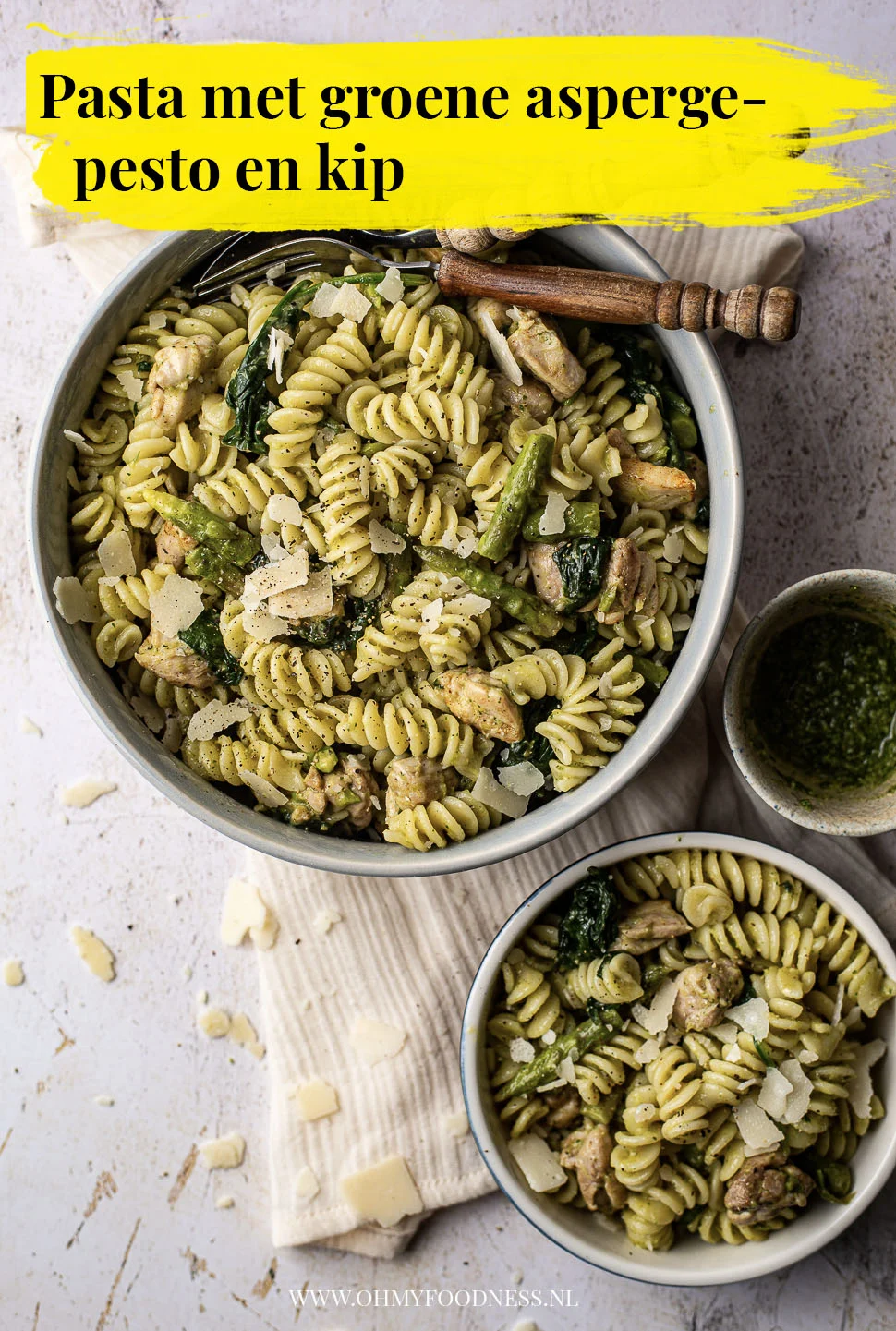 Pasta met groene aspergepesto en kip 4 Pasta met groene aspergepesto en kip