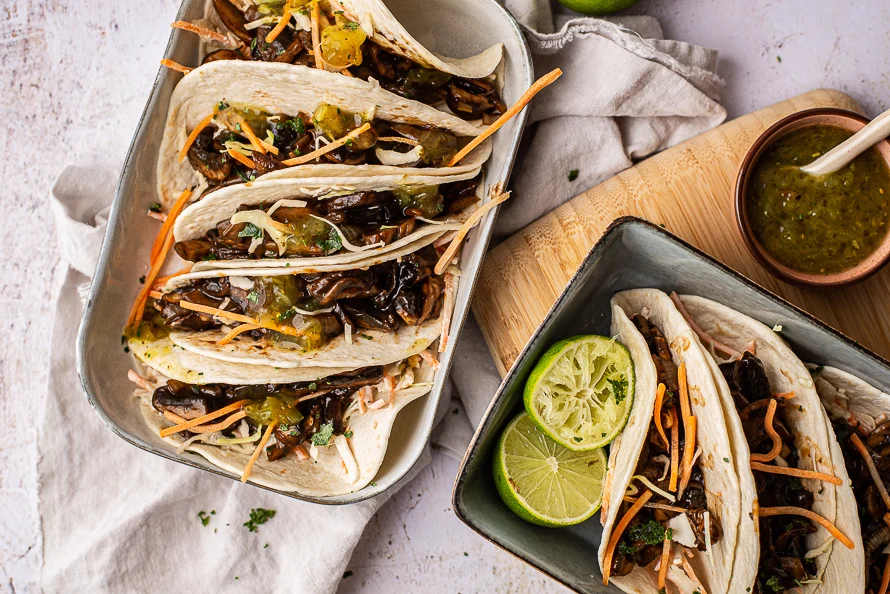 Soft taco's met pulled portobello 3 soft taco's met pulled portobello