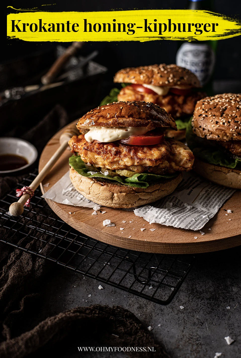 Broodje met krokante kipburger met honing 4 Krokante honing-kipburger
