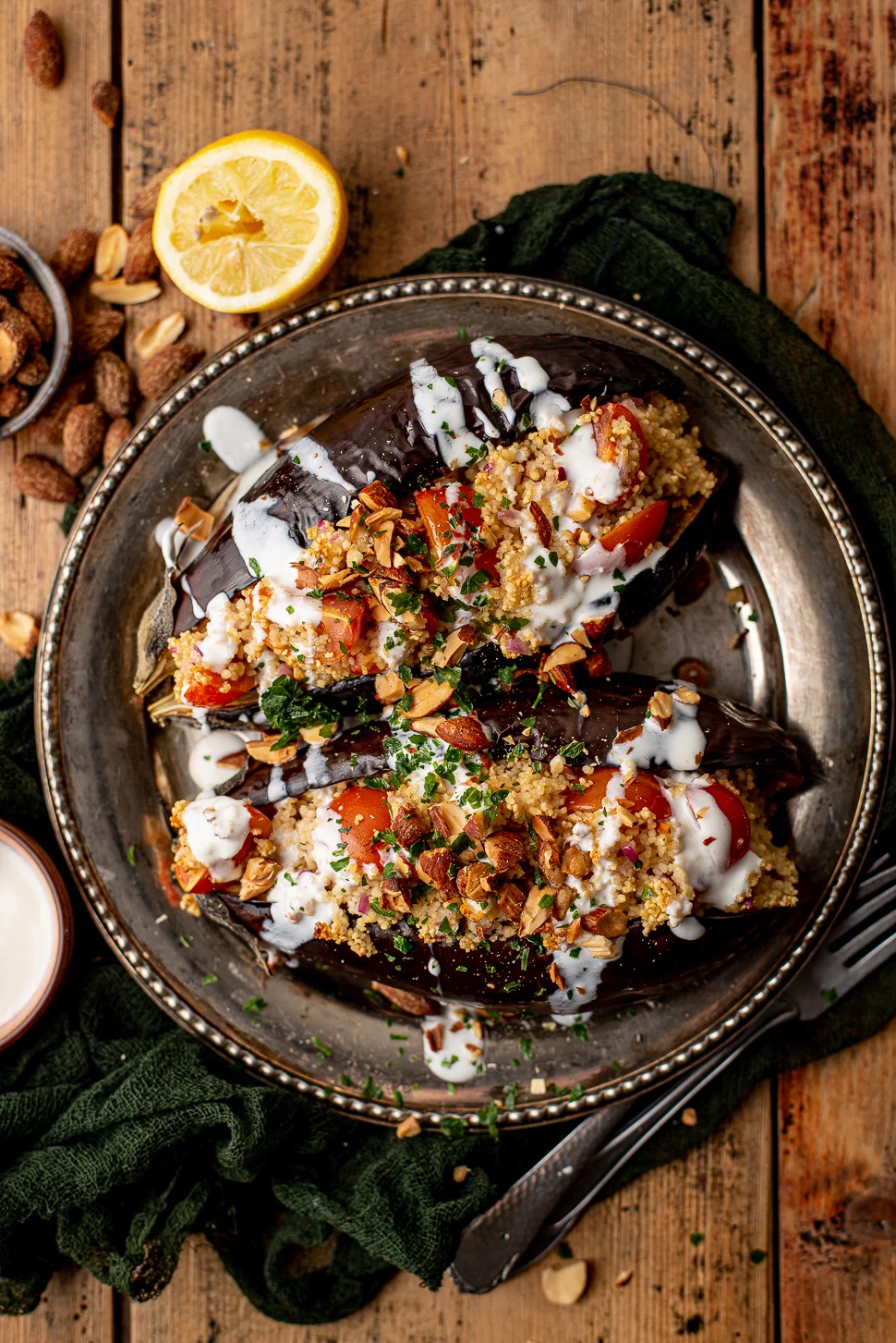 Met couscous gevulde aubergine 1 Met couscous gevulde aubergine