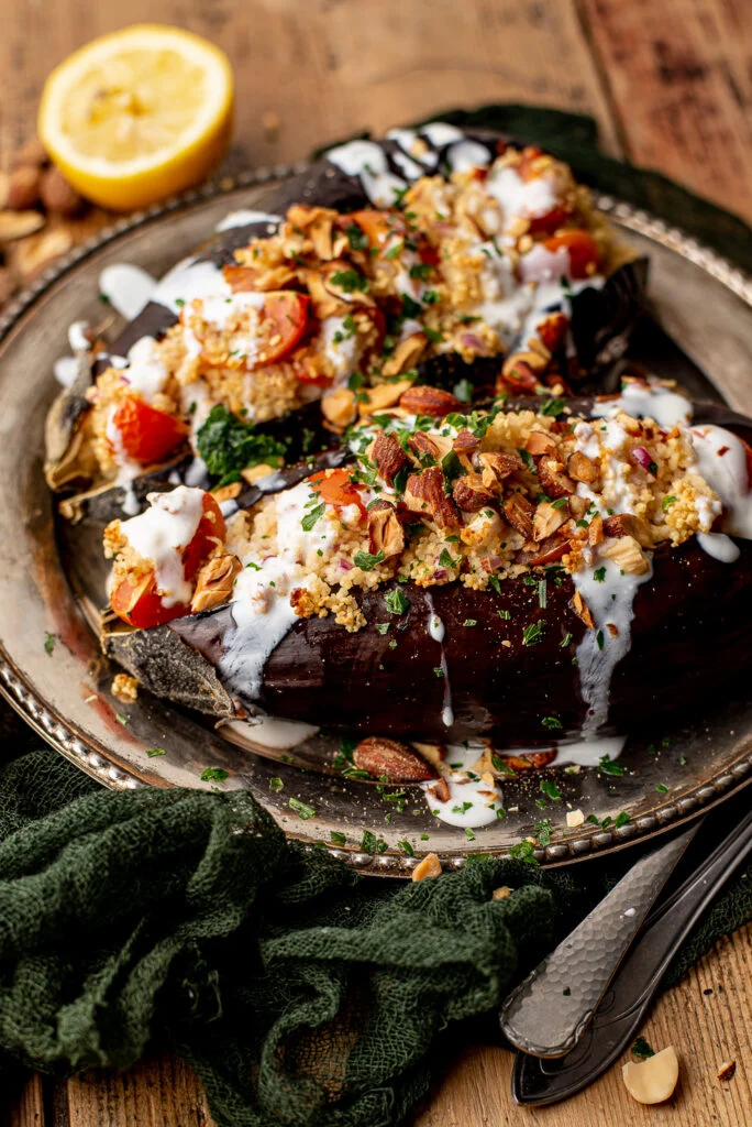 Met couscous gevulde aubergine 38 Met couscous gevulde aubergine