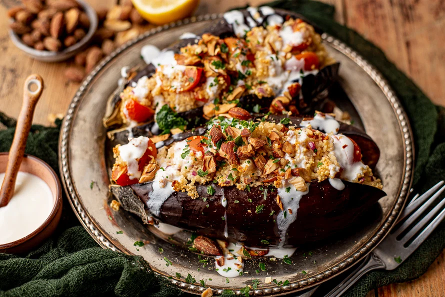 Met couscous gevulde aubergine 3 Met couscous gevulde aubergine