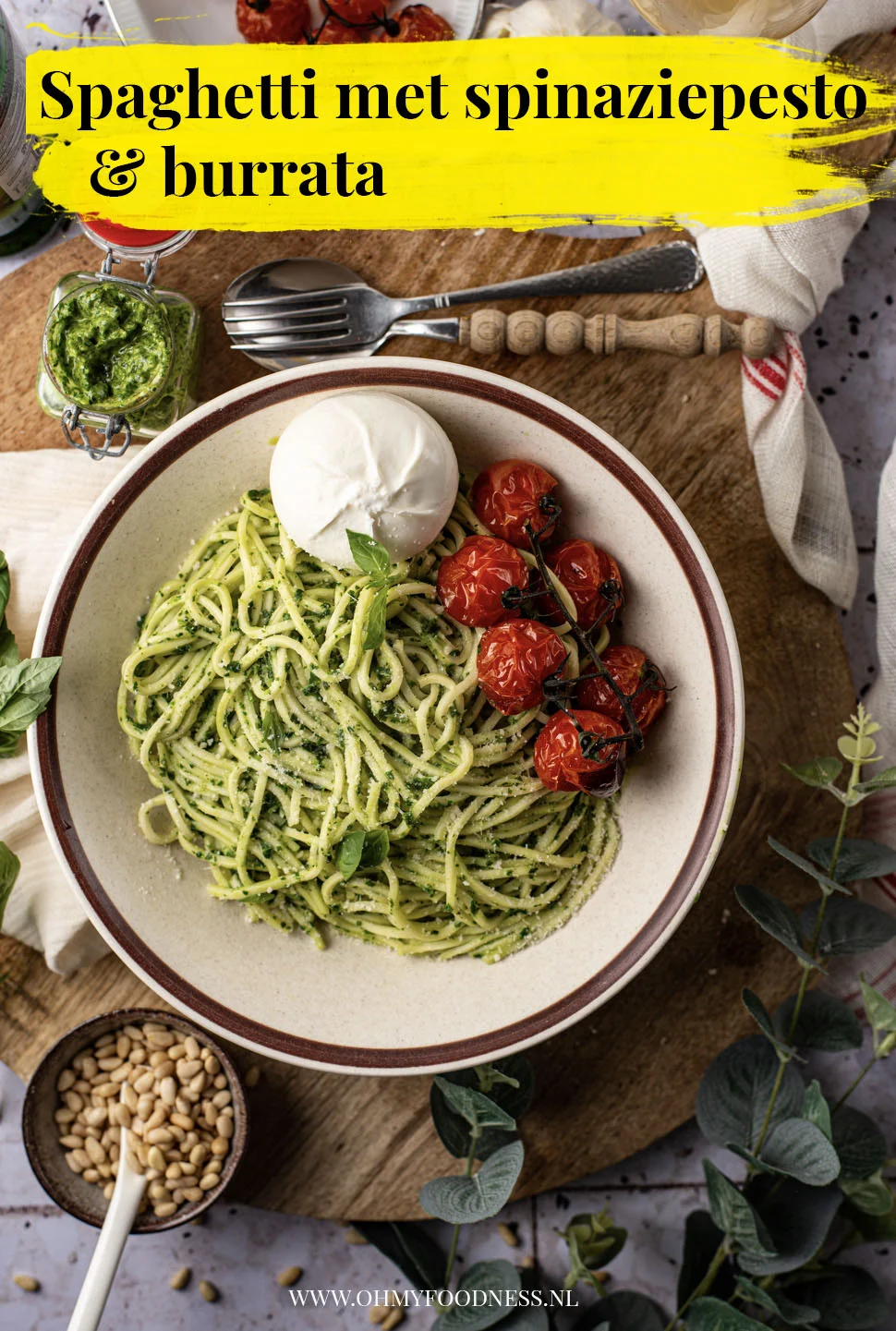 Spaghetti met spinaziepesto en burrata 4 spaghetti met spinaziepesto en burrata