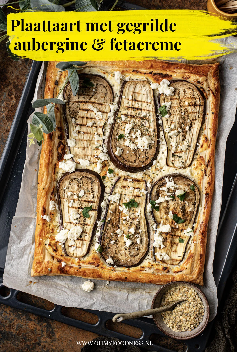 Plaattaart met gegrilde aubergine en fetacrème 3 plaattaart met gegrilde aubergine en fetacreme
