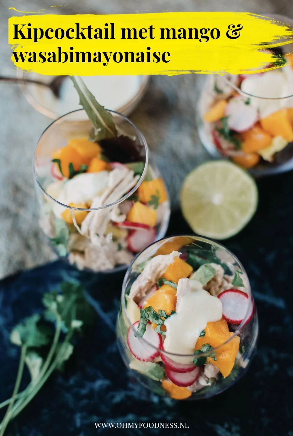 Kipcocktail met mango & wasabimayonaise 3 Kipcocktail met mango en wasabimayonaise