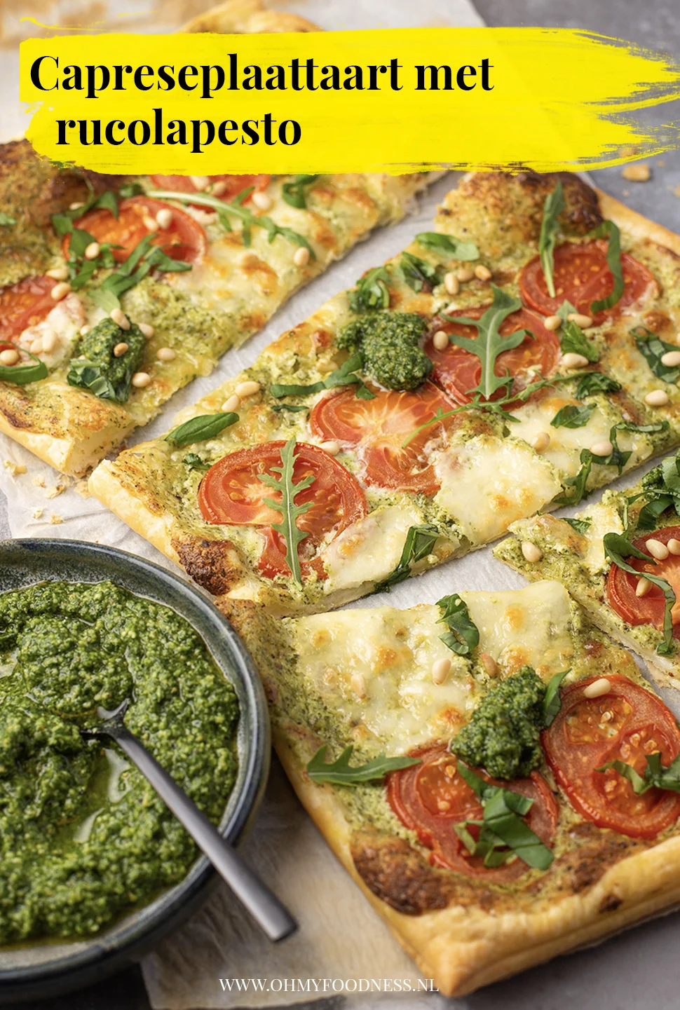 Caprese plaattaart met rucolapesto 3 Caprese plaattaart met rucolapesto