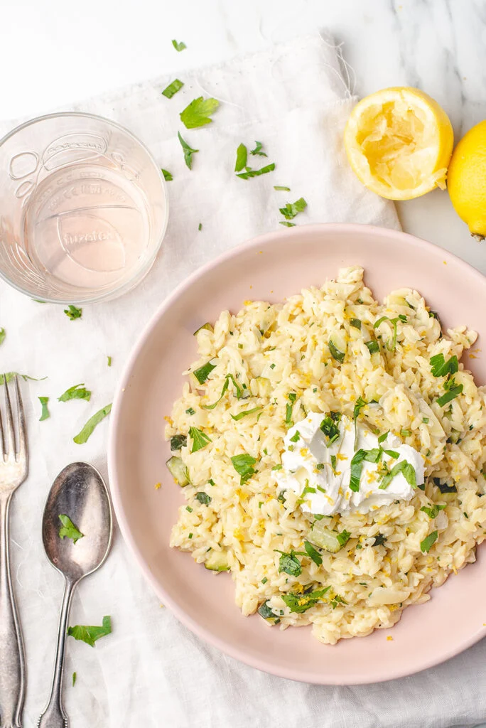 Orzorisotto met citroen & courgette 1 Orzorisotte met citroen en courgette