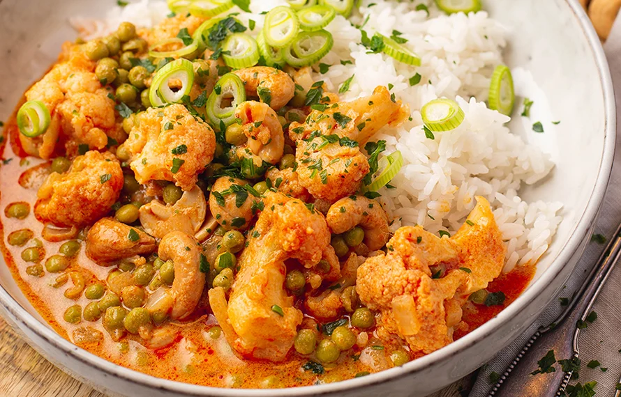 Rode bloemkool curry met cashewnoten 2 Rode bloemkoolcurry met cashewnoten