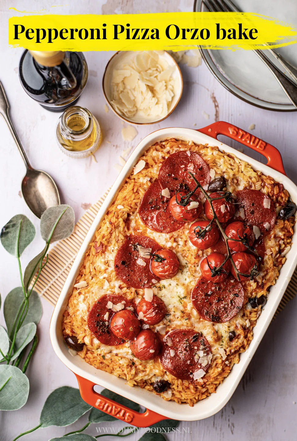 Pepperoni pizza orzo bake 3 Pepperoni pizza orzobake