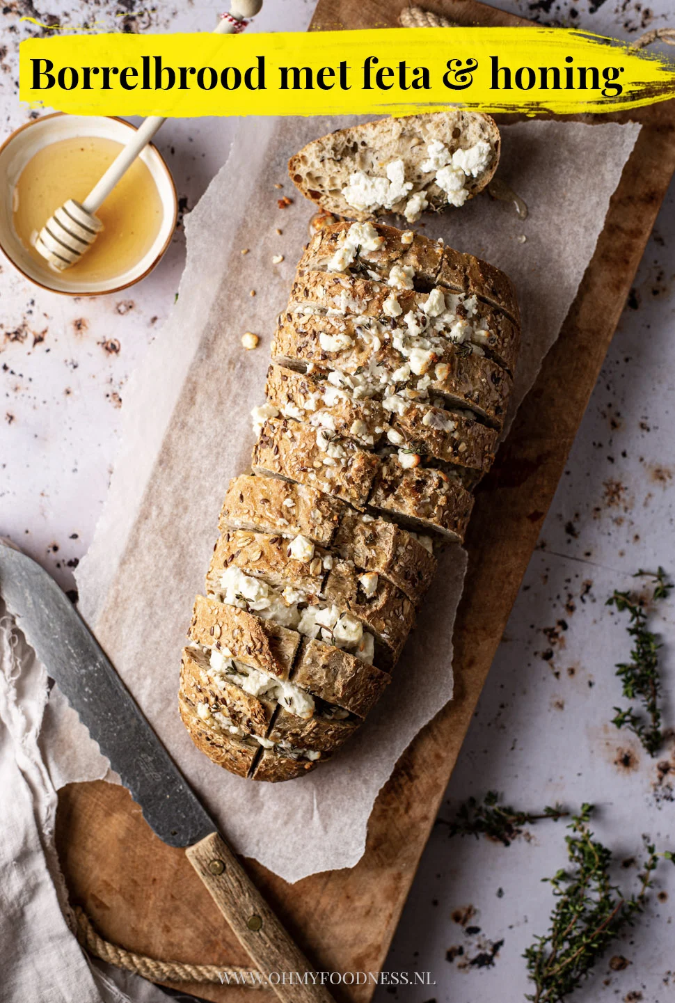 Borrelbrood met feta en honing 4 borrelbrood met feta en honing