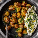 Geroosterde aardappels met burrata en groene kruiden