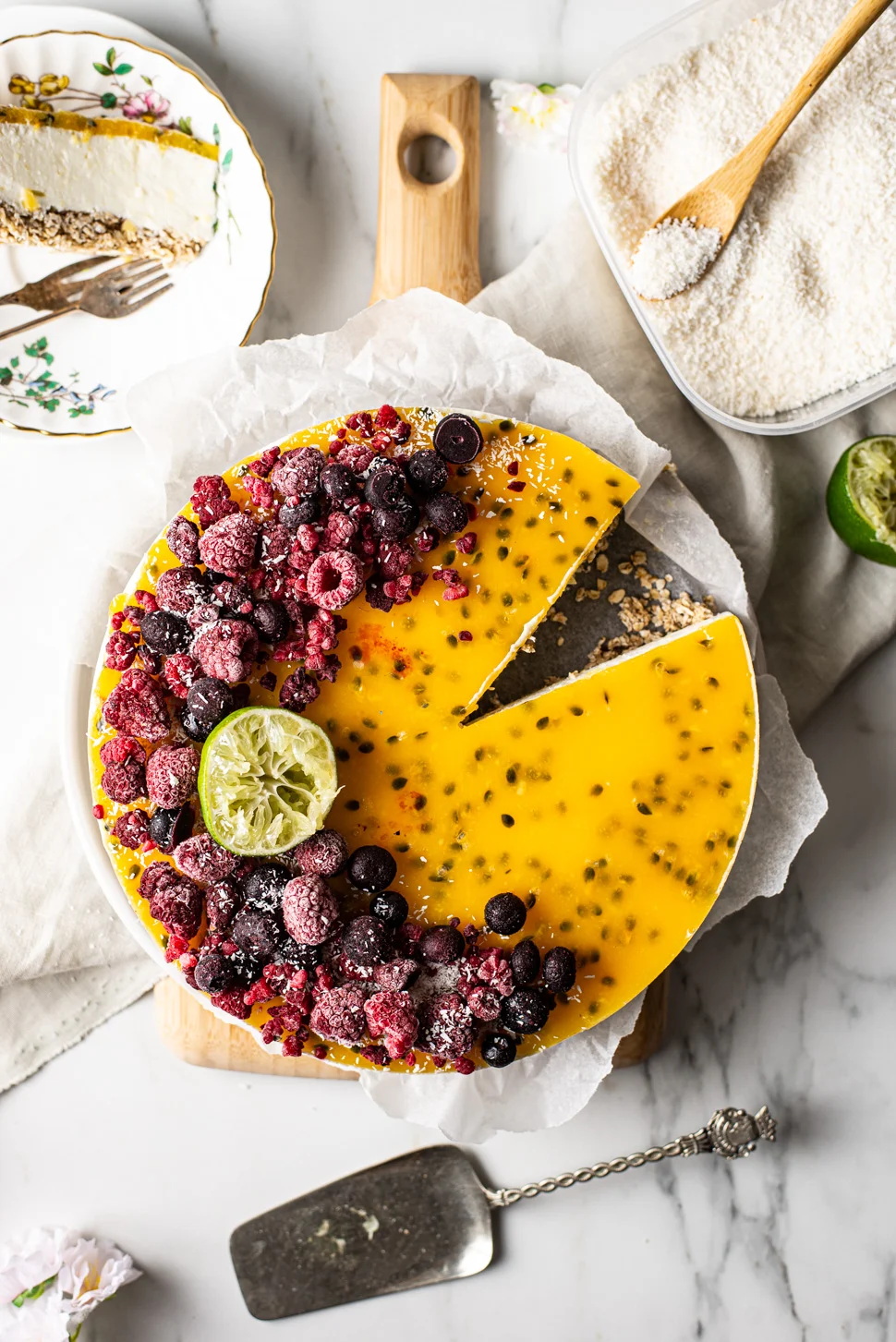 Kwarktaart met mango en passievrucht voor het ontbijt 3 Kwarktaart met mango en passievrucht