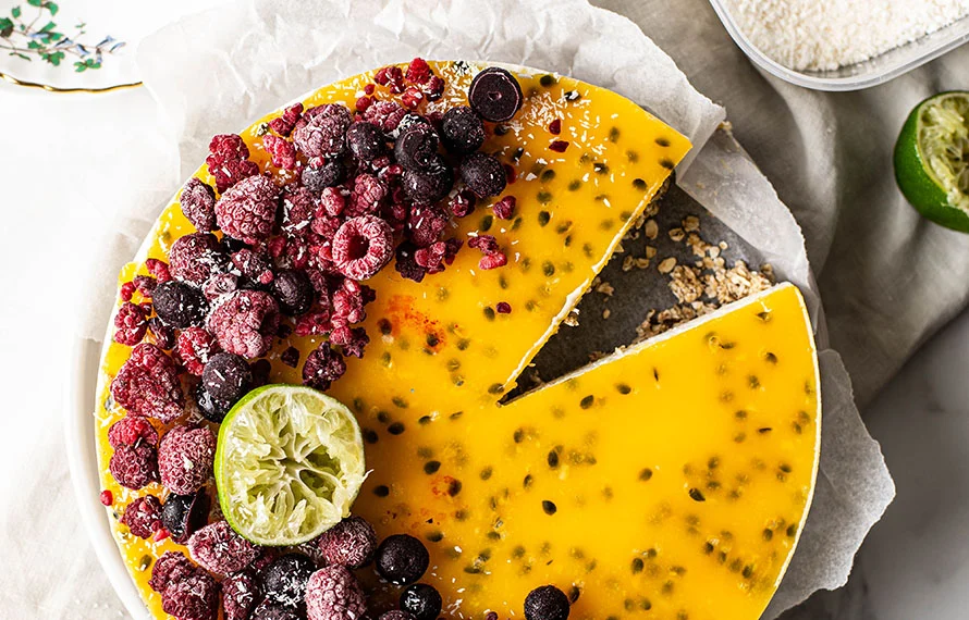 Kwarktaart met mango en passievrucht voor het ontbijt 4 Kwarktaart met mango en passievrucht