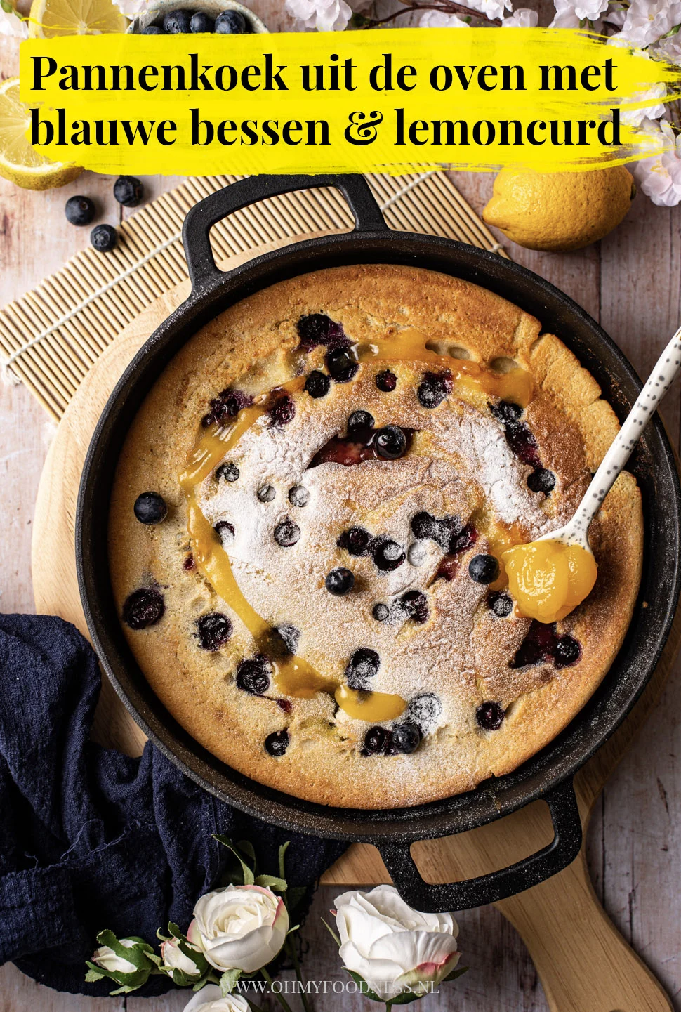 Pannenkoek uit de oven met blauwe bessen