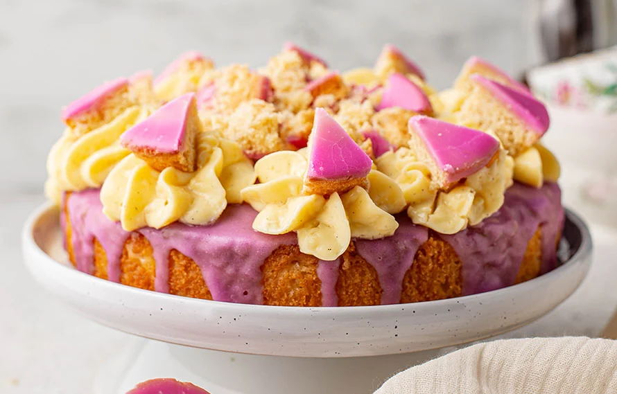 Roze koektaart met vanilleroom 3 Roze koektaart met vanilleroom