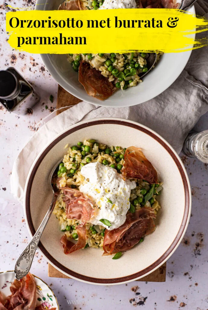 Orzo met burrata en krokante parmaham 3 orzo burrata