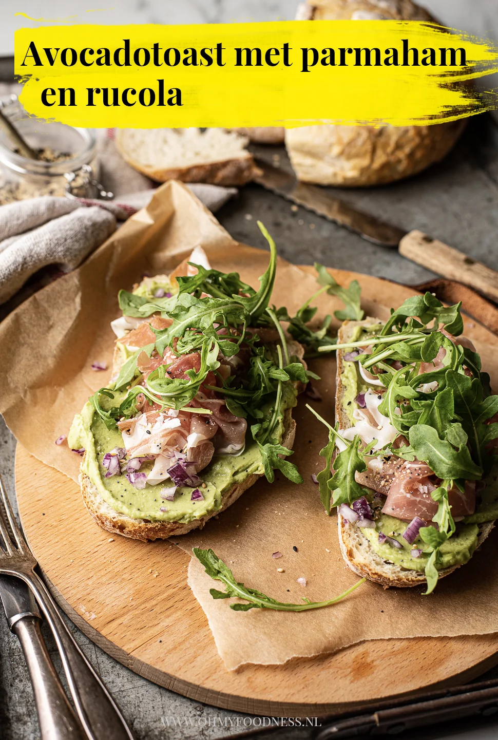 Avocadotoast met Parmaham & rucola 3 Avocadotoast met parmaham en rucola