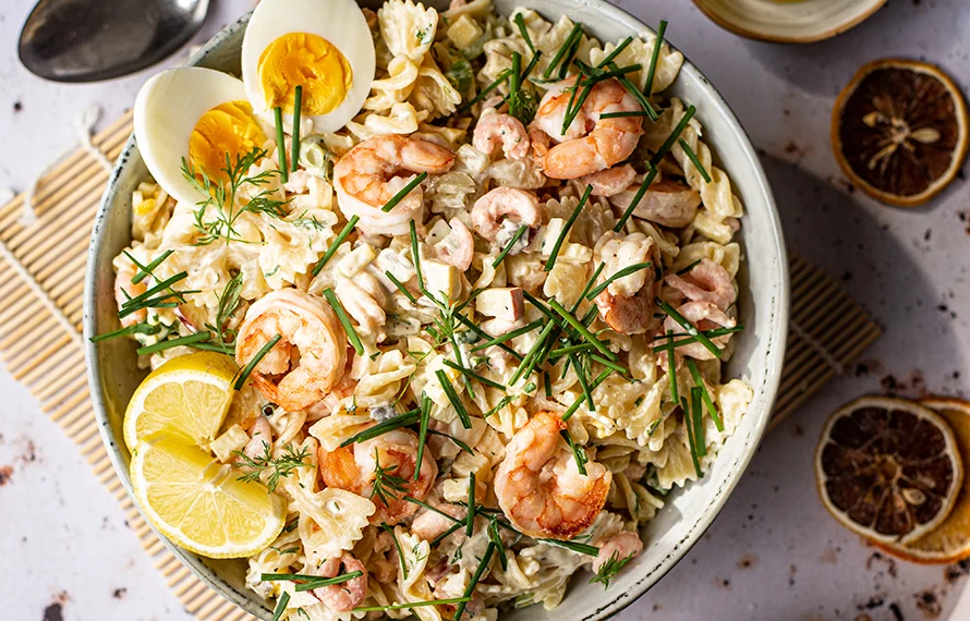 Frisse pastasalade met garnalen 2 Frisse pastasalade met garnalen