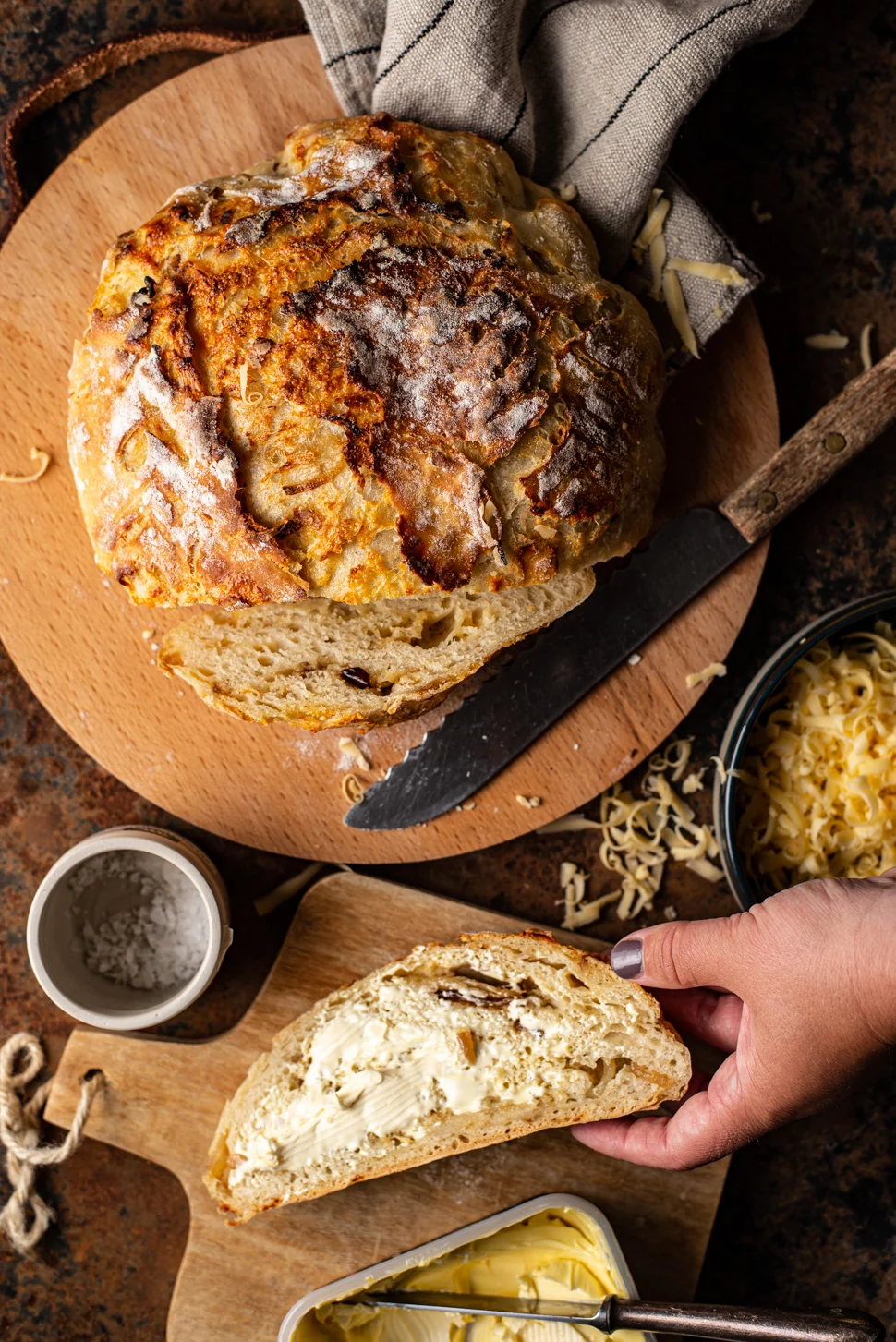 Kaas uienbrood - No knead brood 1 kaas uienbrood