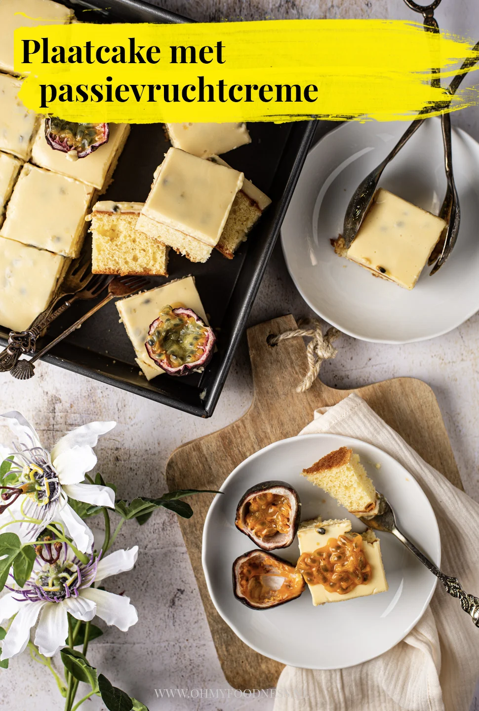 Plaatcake met passievruchtcrème 3 Plaatcake met passievruchtcreme