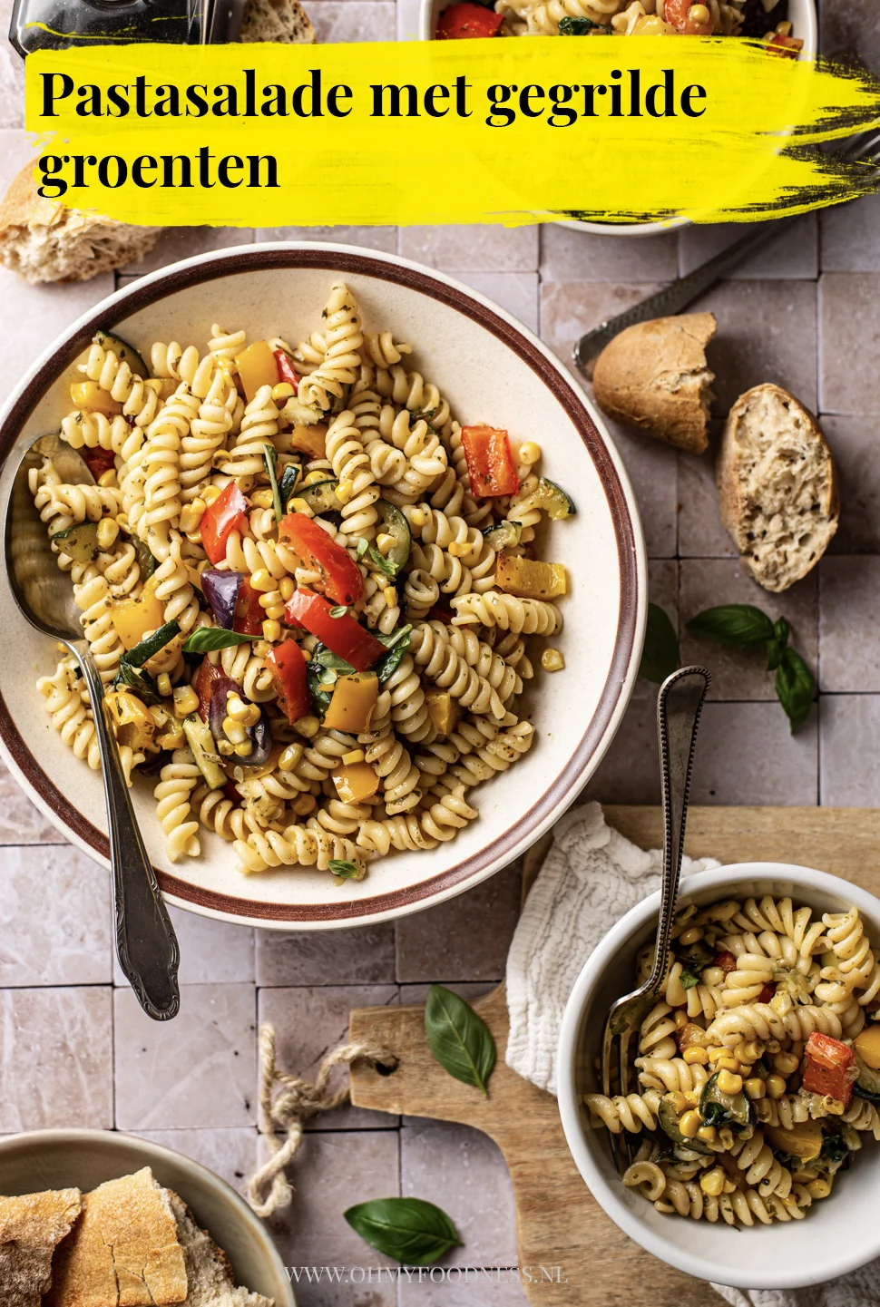 Vegetarische pastasalade met gegrilde groenten 3 Pastasalade met gegrilde groenten