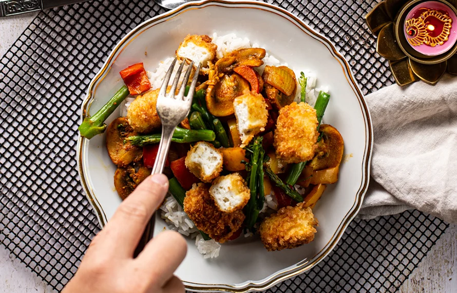 Wokschotel met krokante knoflook-paneer 5 wokschotel met krokante knoflook-paneer
