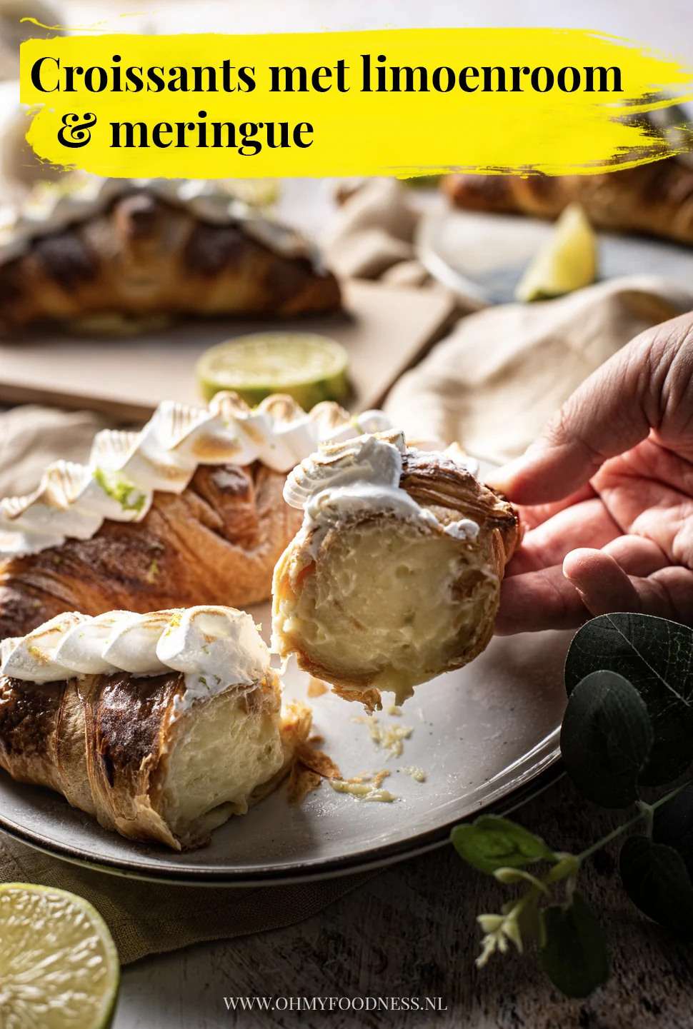 Croissants met limoenroom en meringue 5 croissants met limoenroom