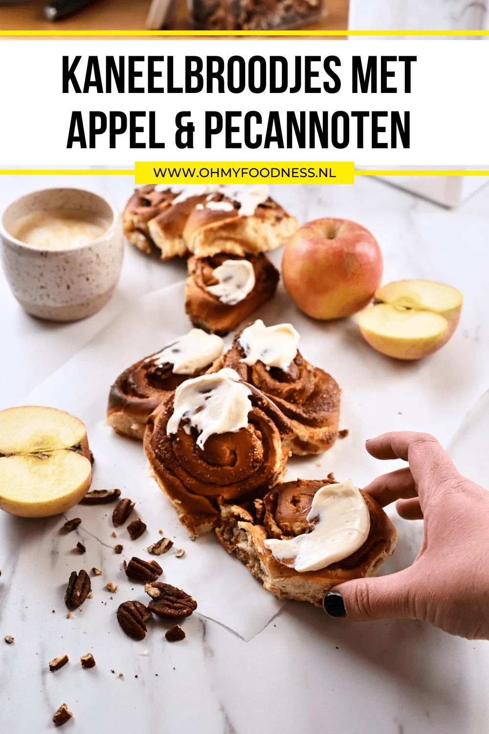 Kaneelbroodjes maken met appel & pecannoten 4 kaneelbroodjes met appel