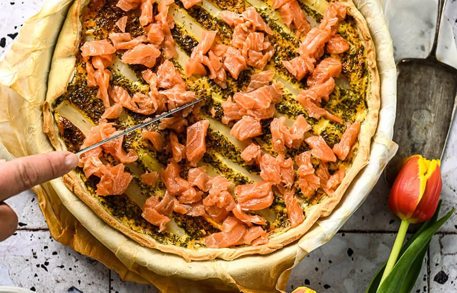 Witte aspergetaart met gerookte zalm 5 witte asperges recept