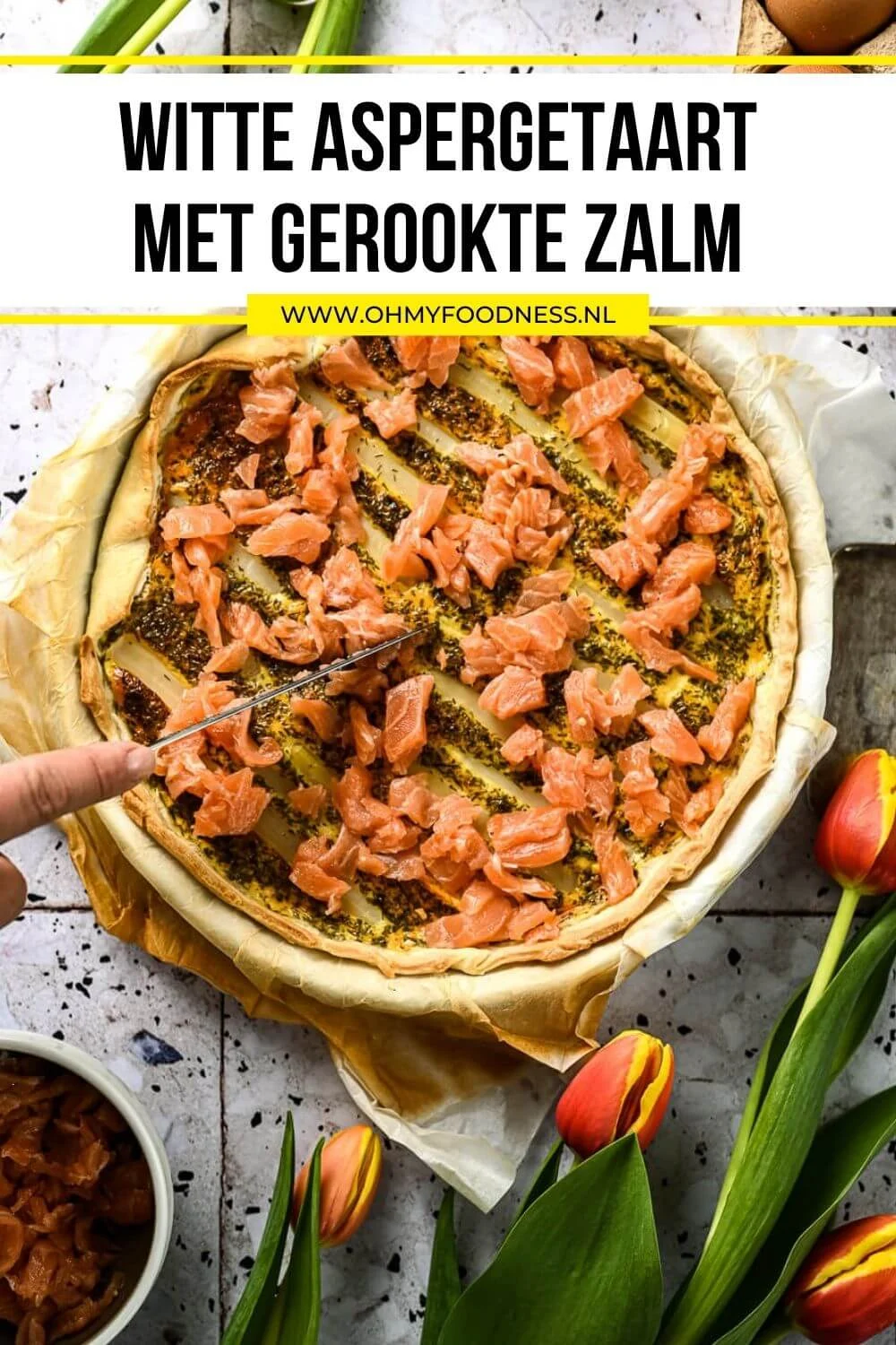 Witte aspergetaart met gerookte zalm 4 witte aspergetaart