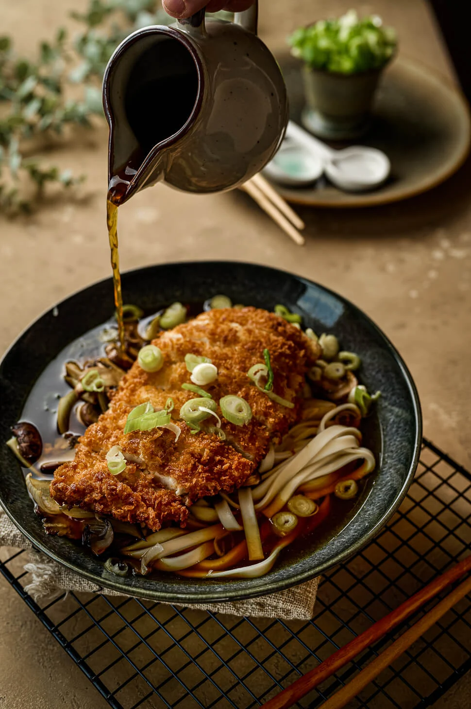 Udon noedelsoep met Kip Katsu 2 udon noodles
