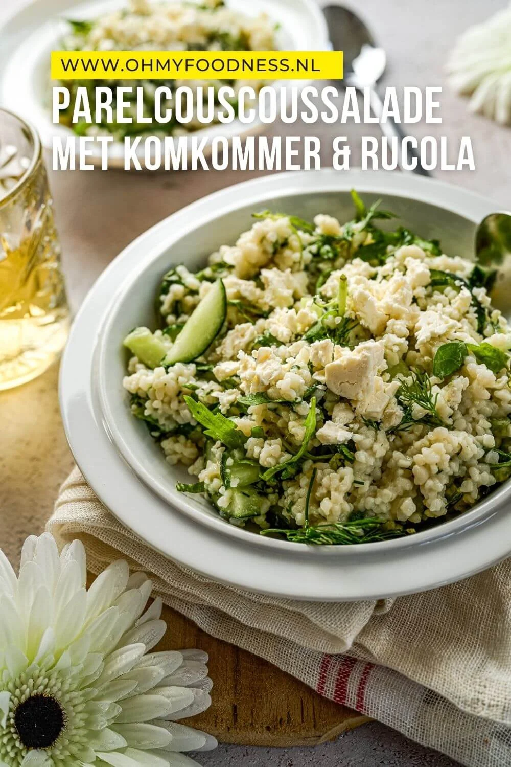 Parelcouscoussalade met rucola & komkommer 5 couscoussalade