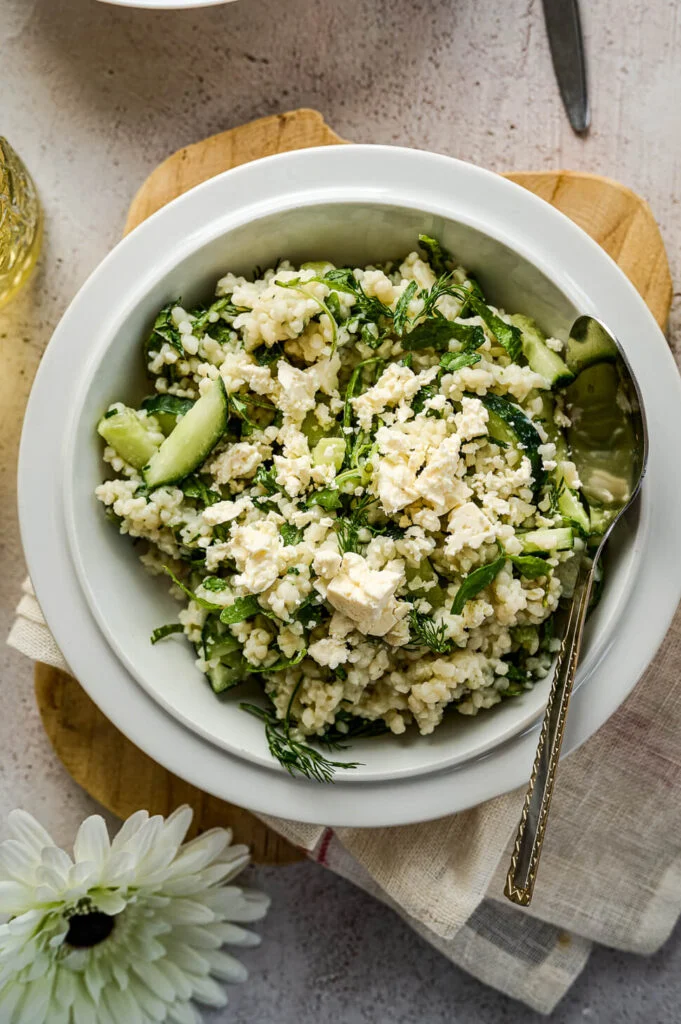Parelcouscoussalade met rucola & komkommer 10 parelcouscous maaltijdsalade