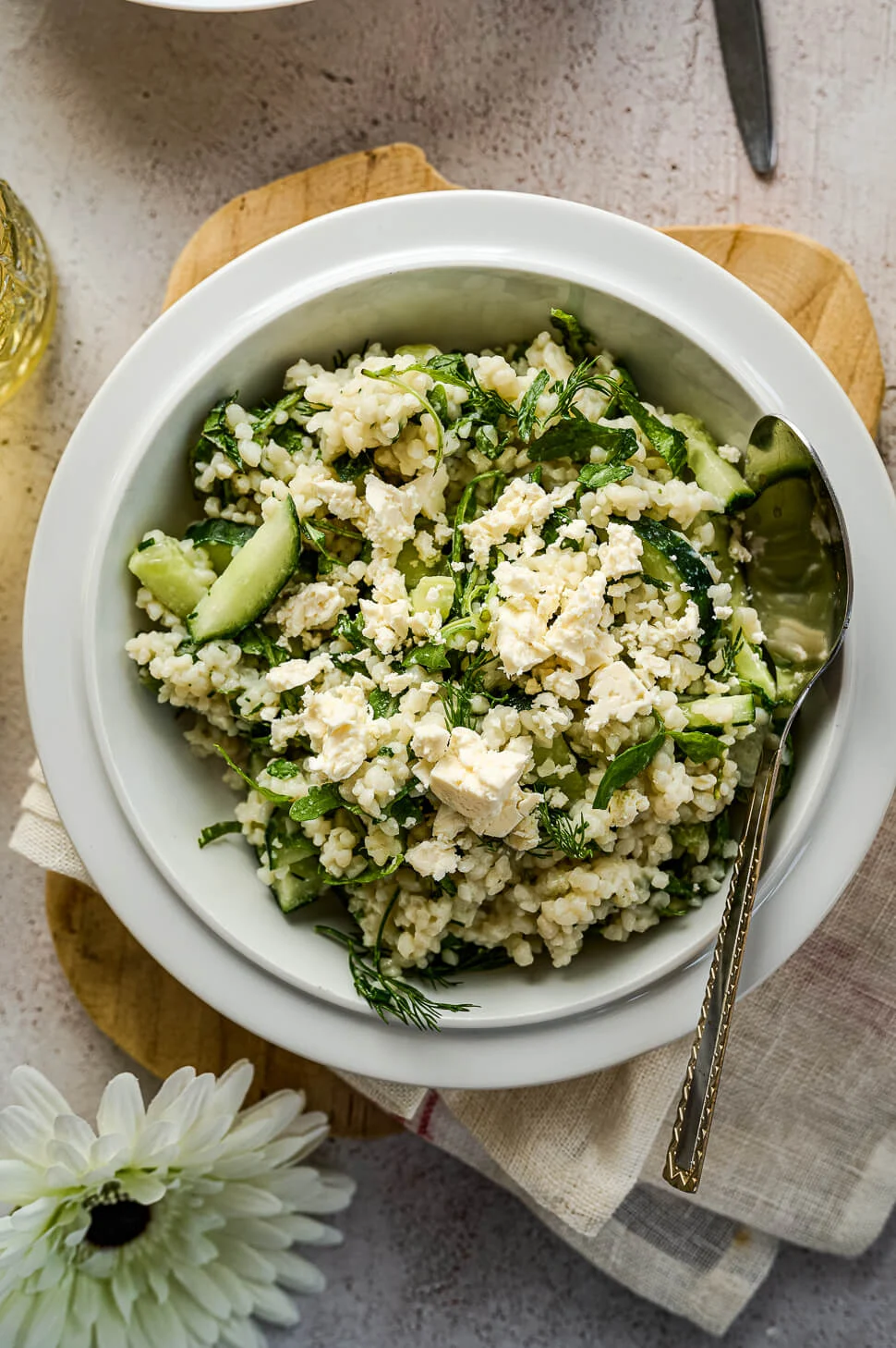 Parelcouscoussalade met rucola & komkommer 4 parelcouscous maaltijdsalade
