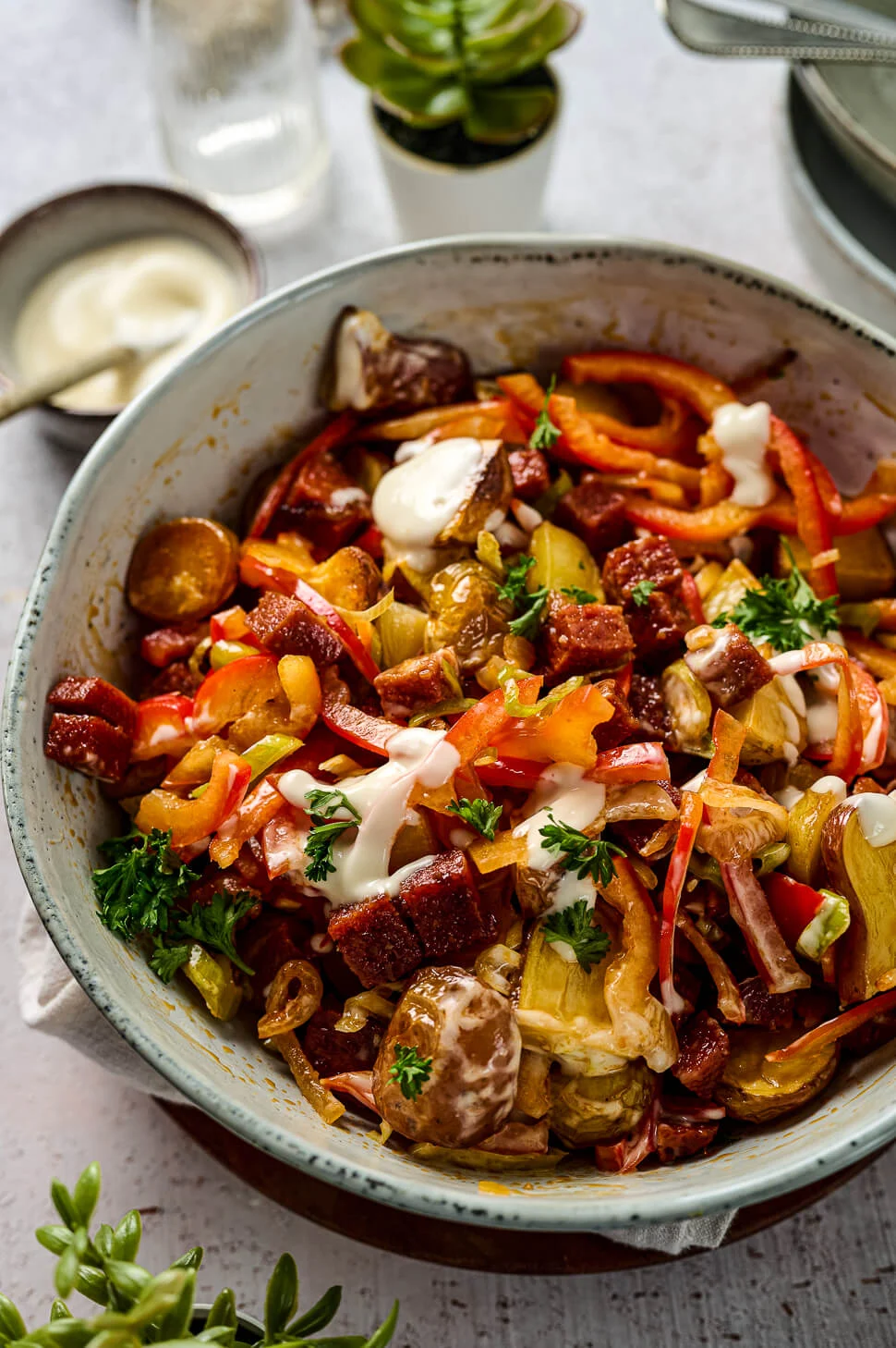 Aardappelsalade maken met chorizo 2 aardappelsalade krieltjes