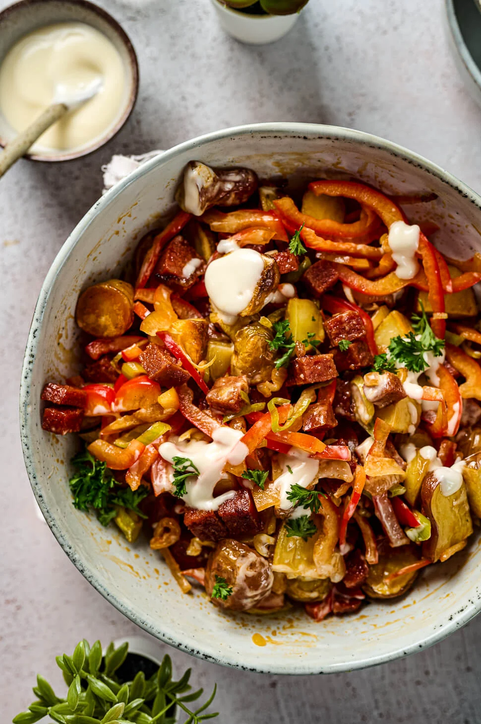 Aardappelsalade maken met chorizo 3 aardappelsalade maken