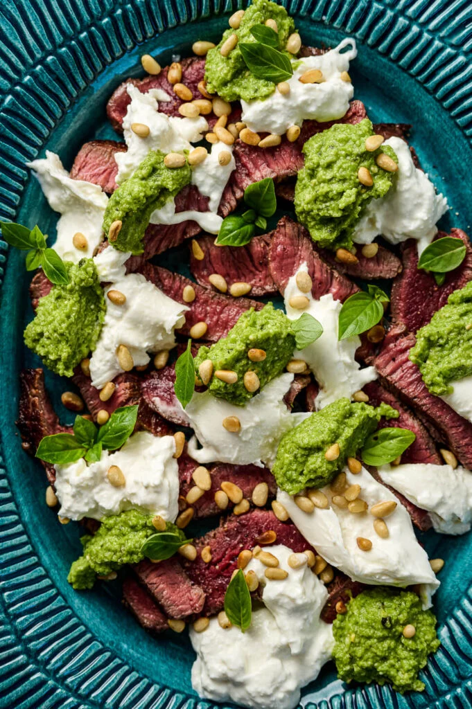 Biefstuk recept met pesto & burrata 6 biefstuk met pesto