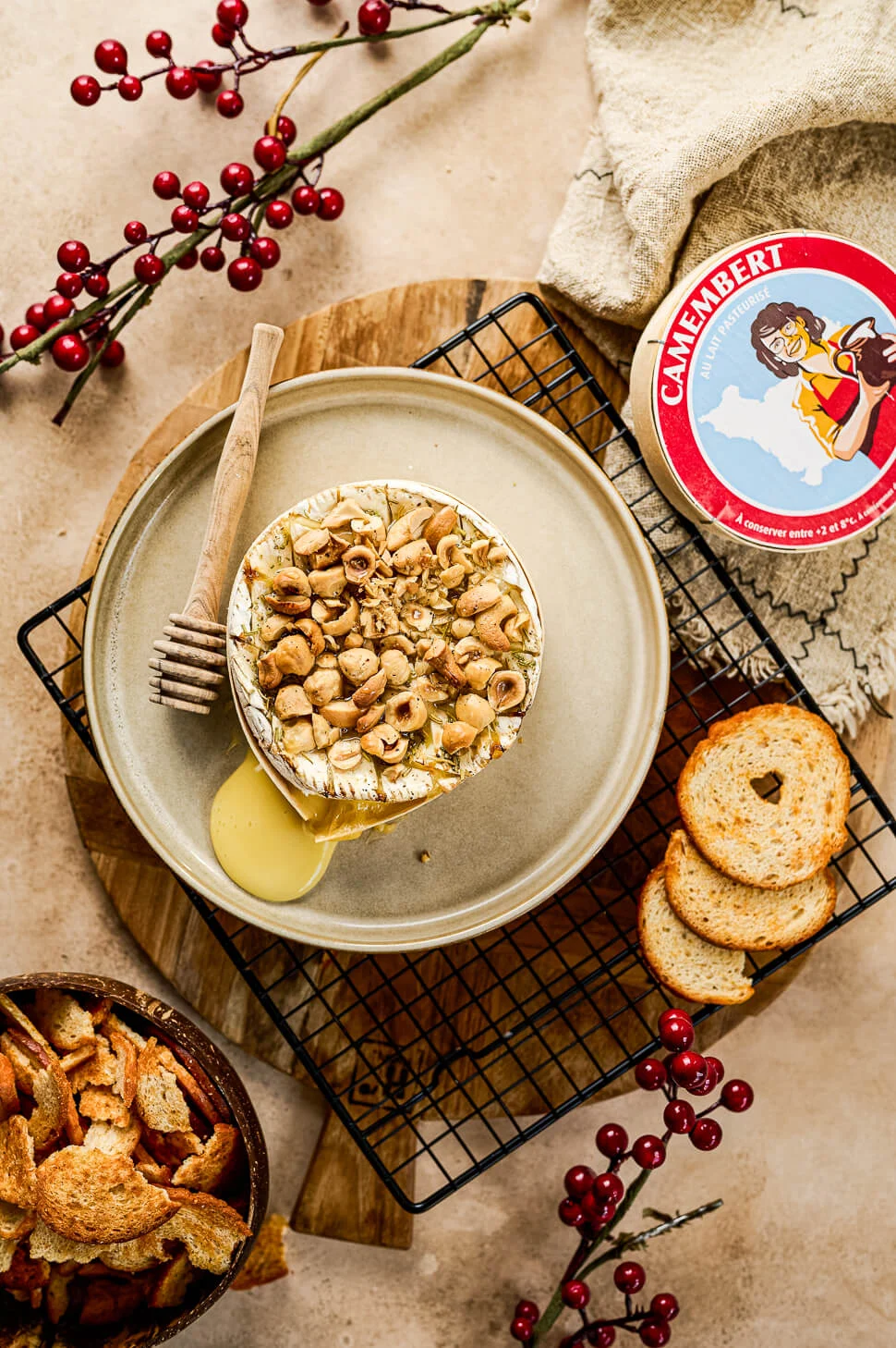 Camembert uit de oven met noten & honing 1 camembert oven