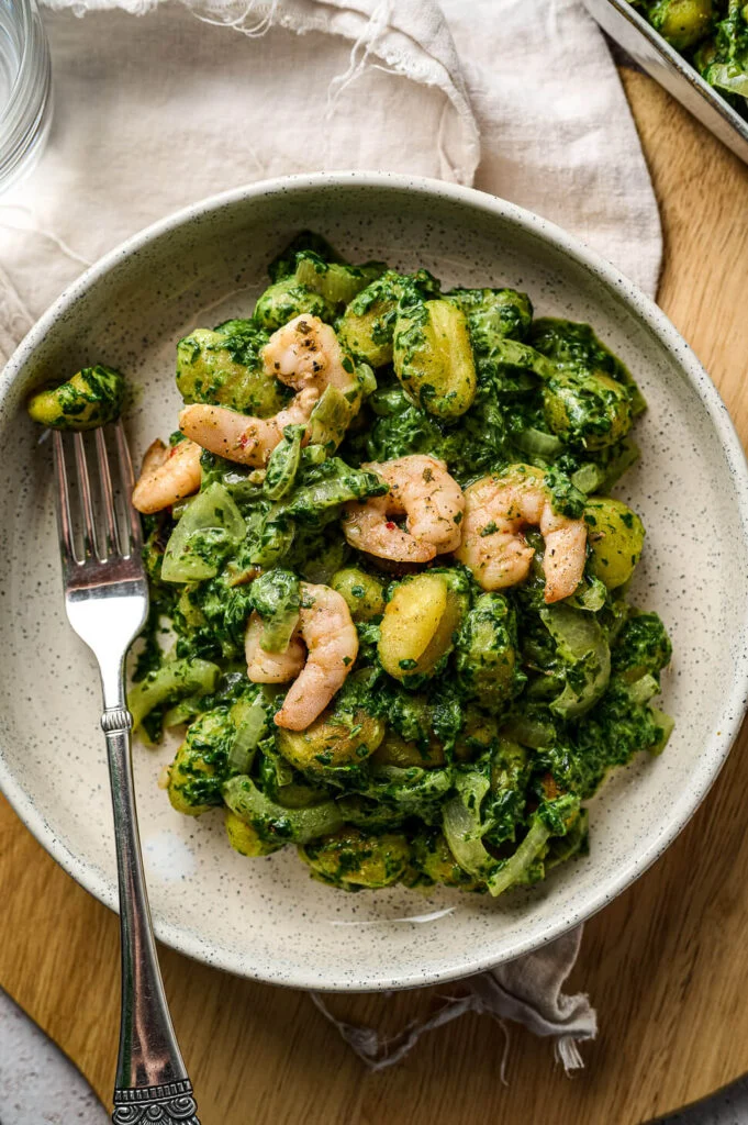 Gebakken gnocchi met spinazie & Boursin 4 gnocchi met spinazie