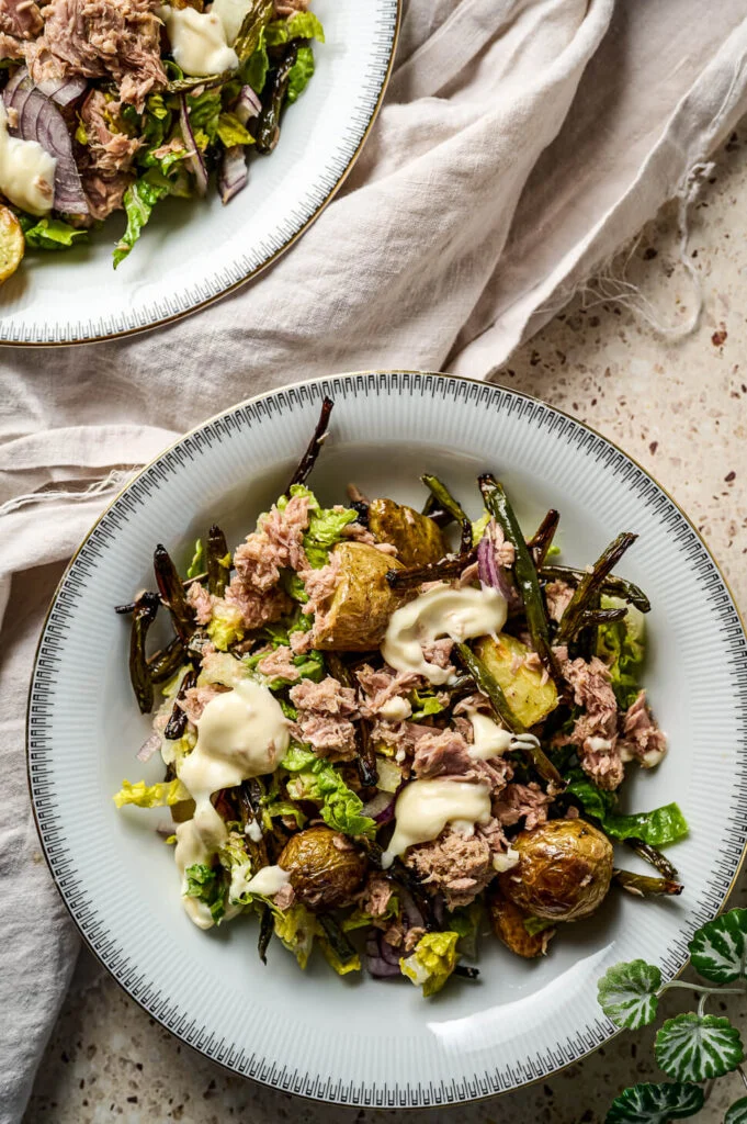 Maaltijdsalade tonijn met geroosterde sperziebonen 5 salade met tonijn