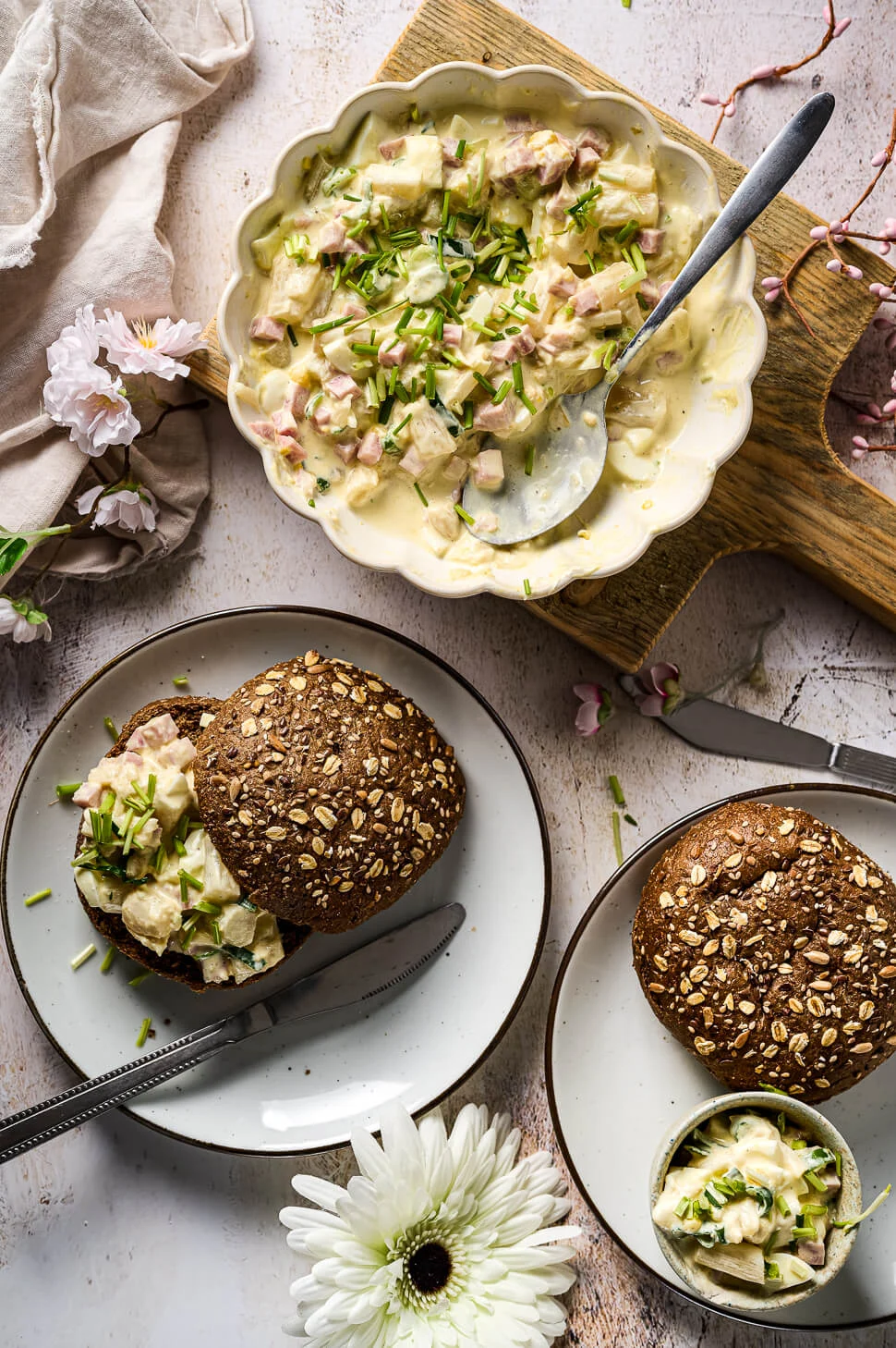 Aspergesalade met ham 4 Koude aspergesalade