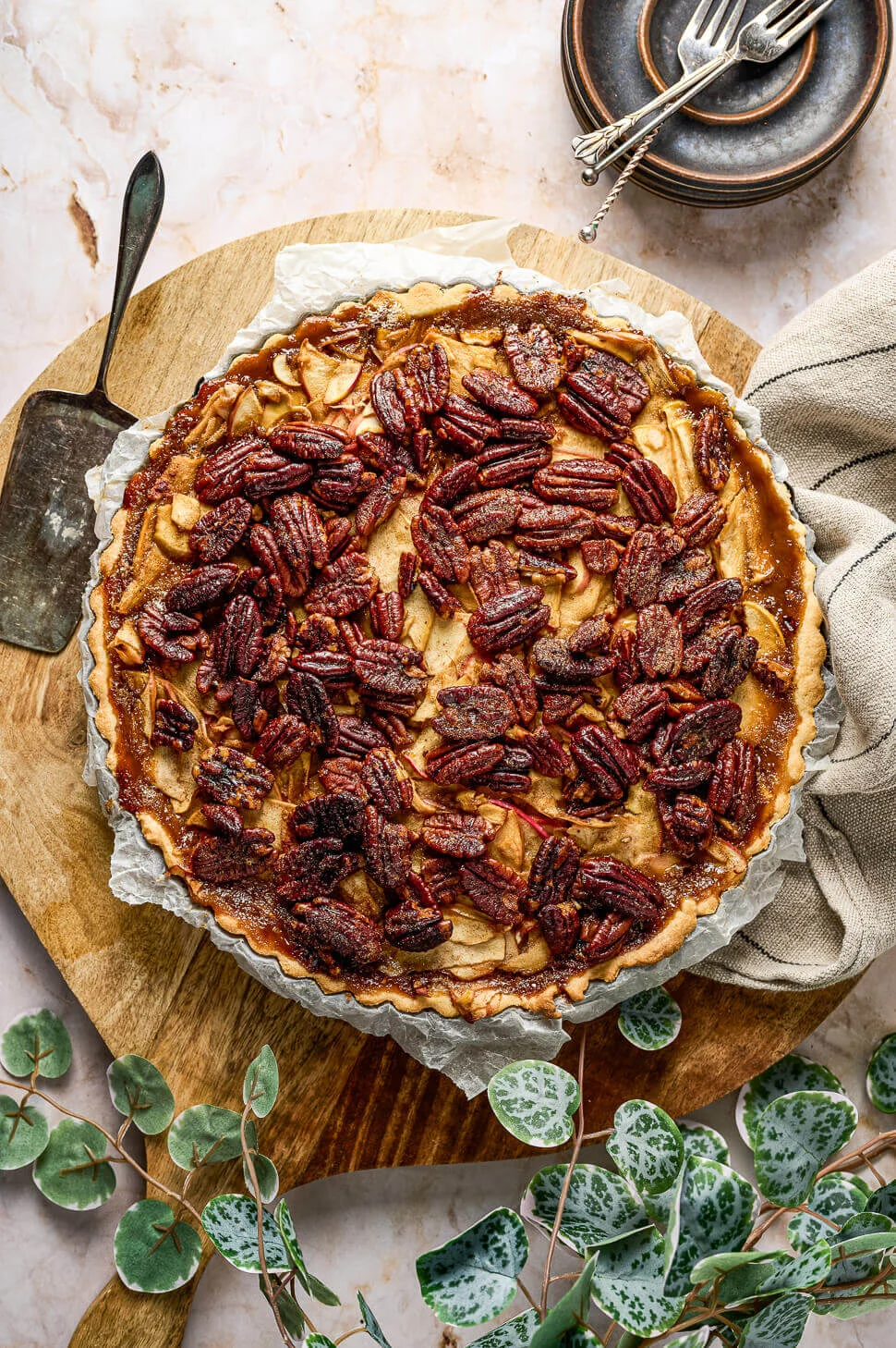 Pecannotentaart met appel 1 pecannotentaart