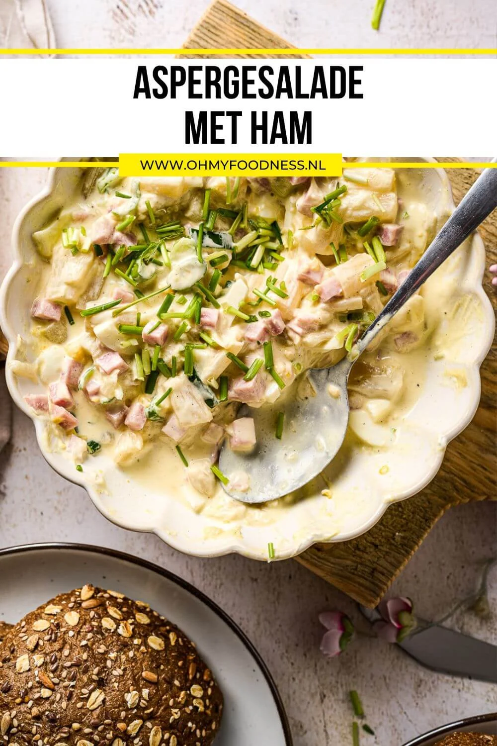Aspergesalade met ham 5 Witte aspergesalade met ham