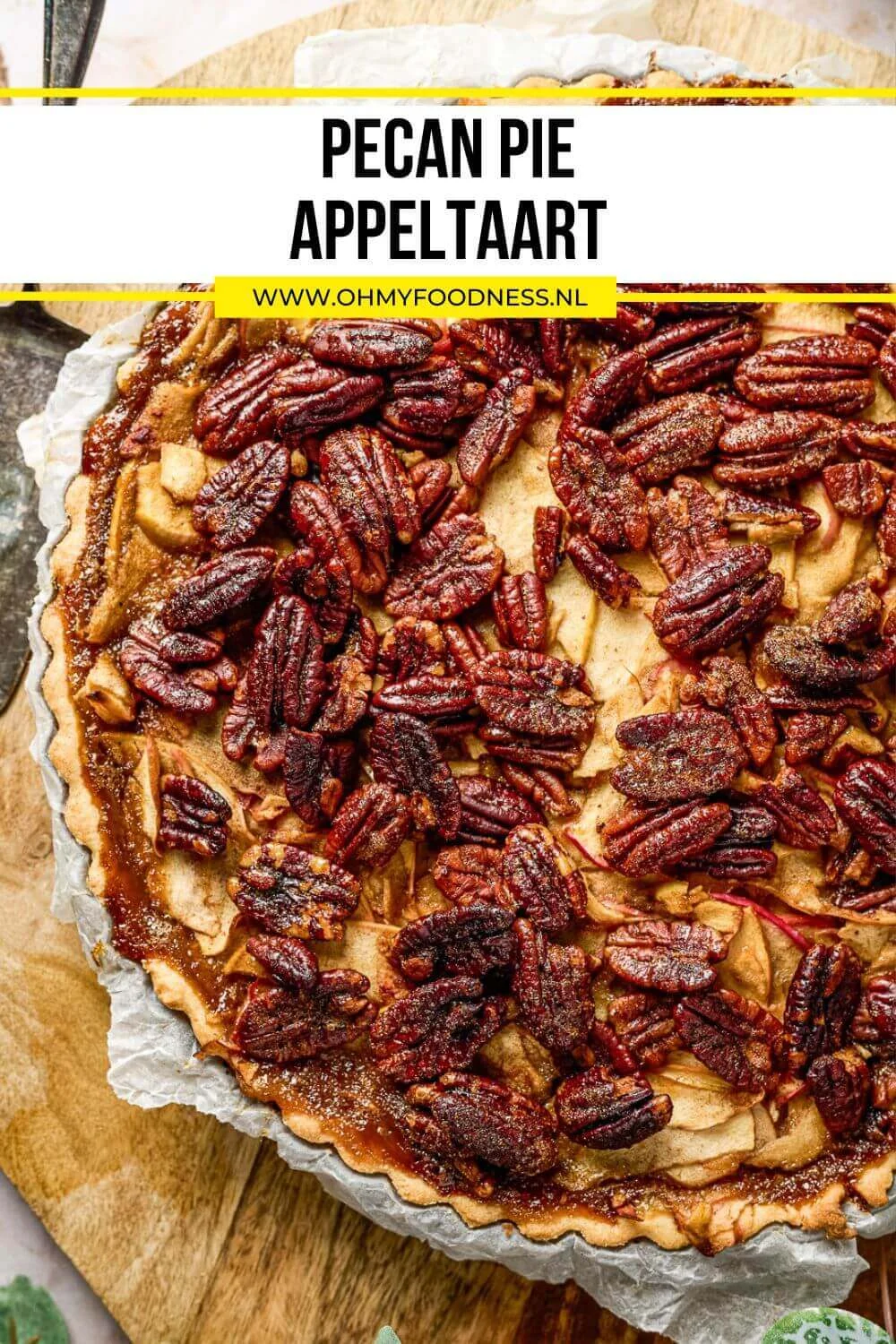 Pecannotentaart met appel 5 pecannoten appeltaart