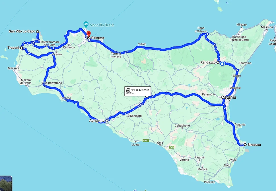 rondreis sicilie - route