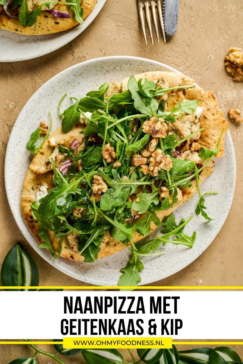 Naanpizza geitenkaas met kip 6 naanpizza geitenkaas