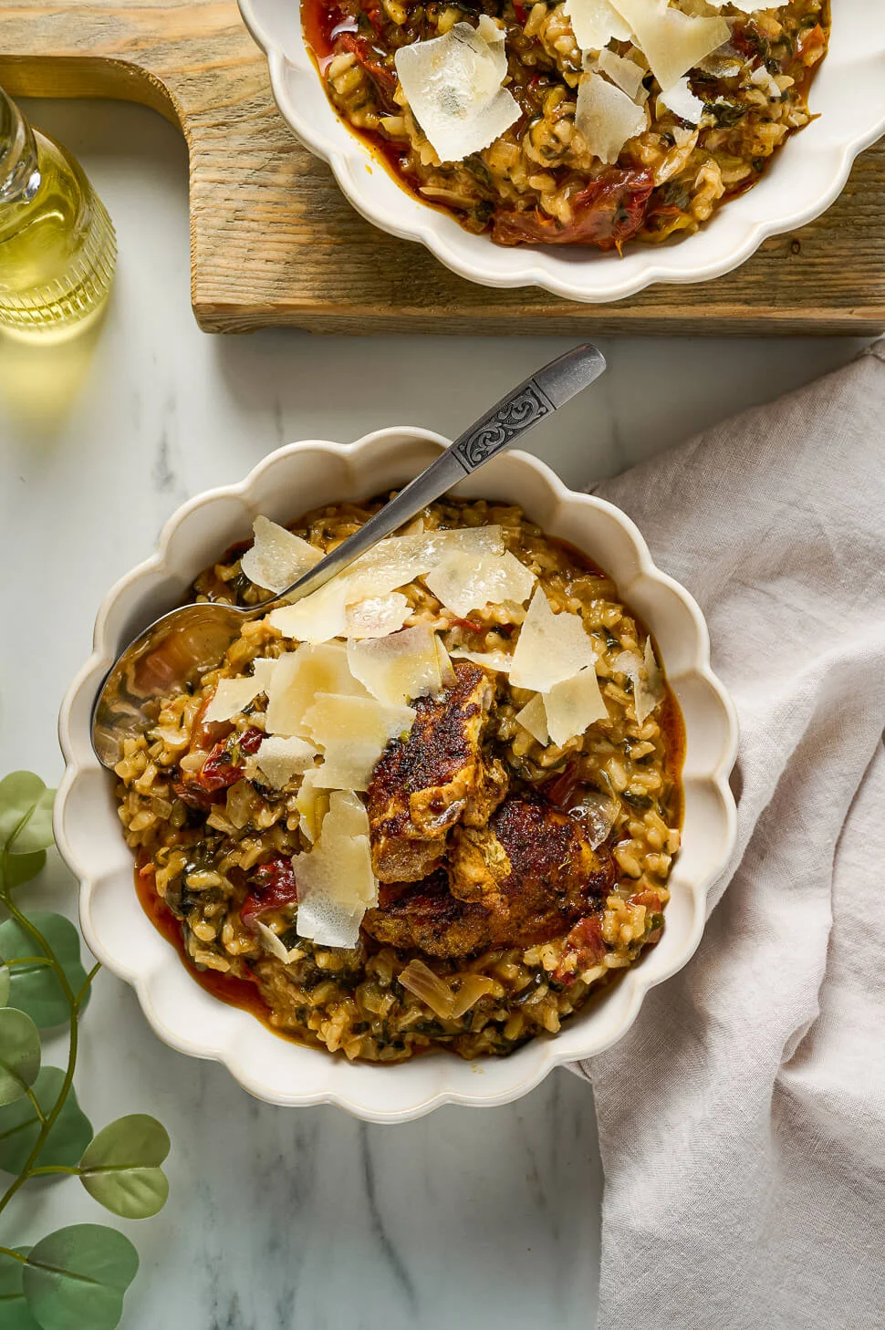 Risotto spinazie met zongedroogde tomaat & gekruide kip 3 risotto spinazie kip